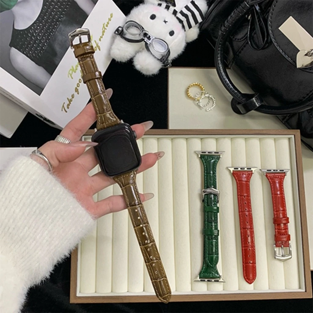 

Ремешок для Apple Watch из кожи с бамбуковым узором и эффектом покраски, для женщин, серии 8/7/6/10, 40 мм, 41 мм, 38 мм, 42 мм, 44 мм, 45 мм, 46 мм