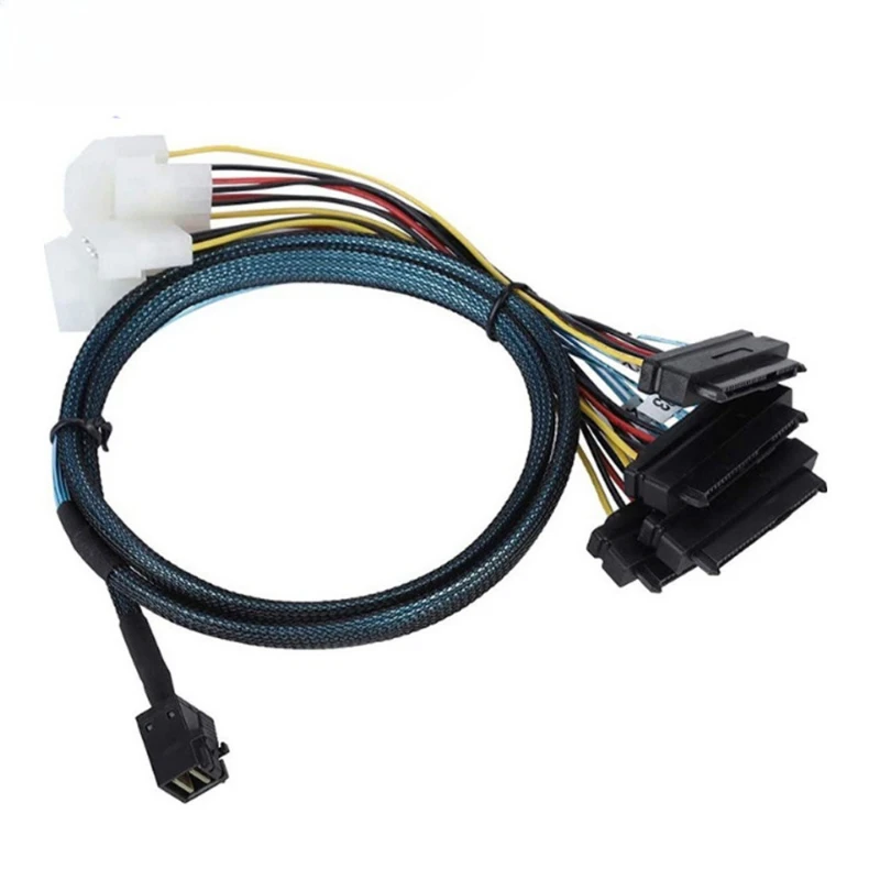 

SFF-8643 To SFF-8482 Cable Internal HD Mini SAS SFF8643 Host To 4x 29Pin SFF8482 Target Adapter Cord with IDE 4PIN Power 0.5M 1M