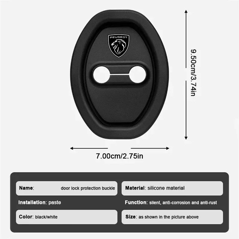 Car Door Lock Buckle Protection Cover Elastic Shock Absorbing Pad Cushion For Peugeot 408 407 508 5008 208 2008 308 T9 3008 GT