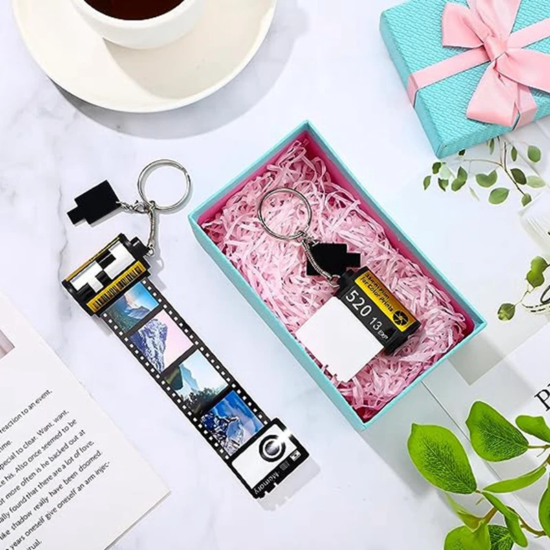 6Pcs Camera Film Roll Keychain Custom Keychain With Photo Album Picture Women Memory Birthday Scroll Gift