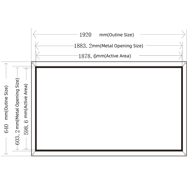 Custom 1920*640mm IR Touch Screen Panel without Glass Infrared Multi Touch Panel Overlay Kit 20 Points IR Touch Frame（no glass）