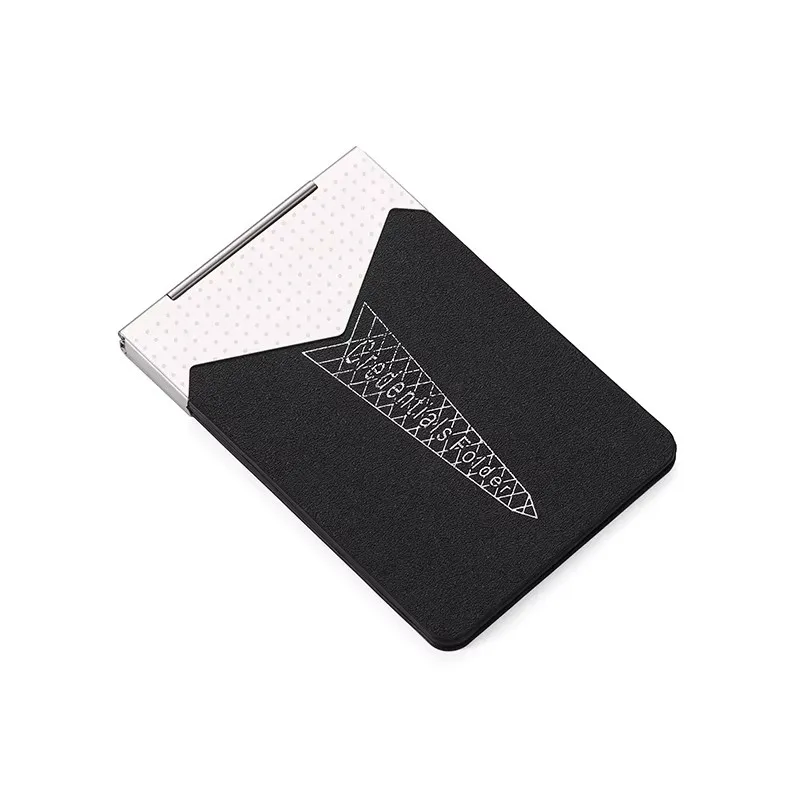 حامل البطاقة حامل بطاقة الهوية الجلدية حامل بطاقة الائتمان مع مشبك معدني و4 فتحات للبطاقات (استقامة 1-4 بطاقات