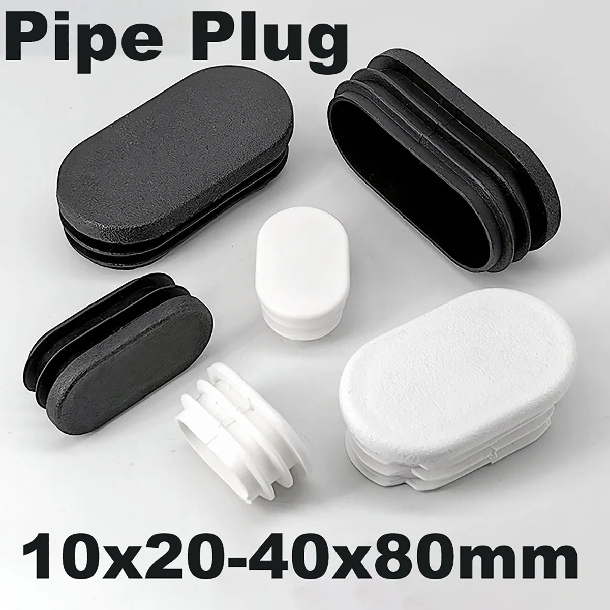 Oval Pipe Plug Tube Black Gray White Inserts Plug Insert Stopper Plastic Blanking End Cap For Chair Table Leg Pipe 10x20-40x80mm