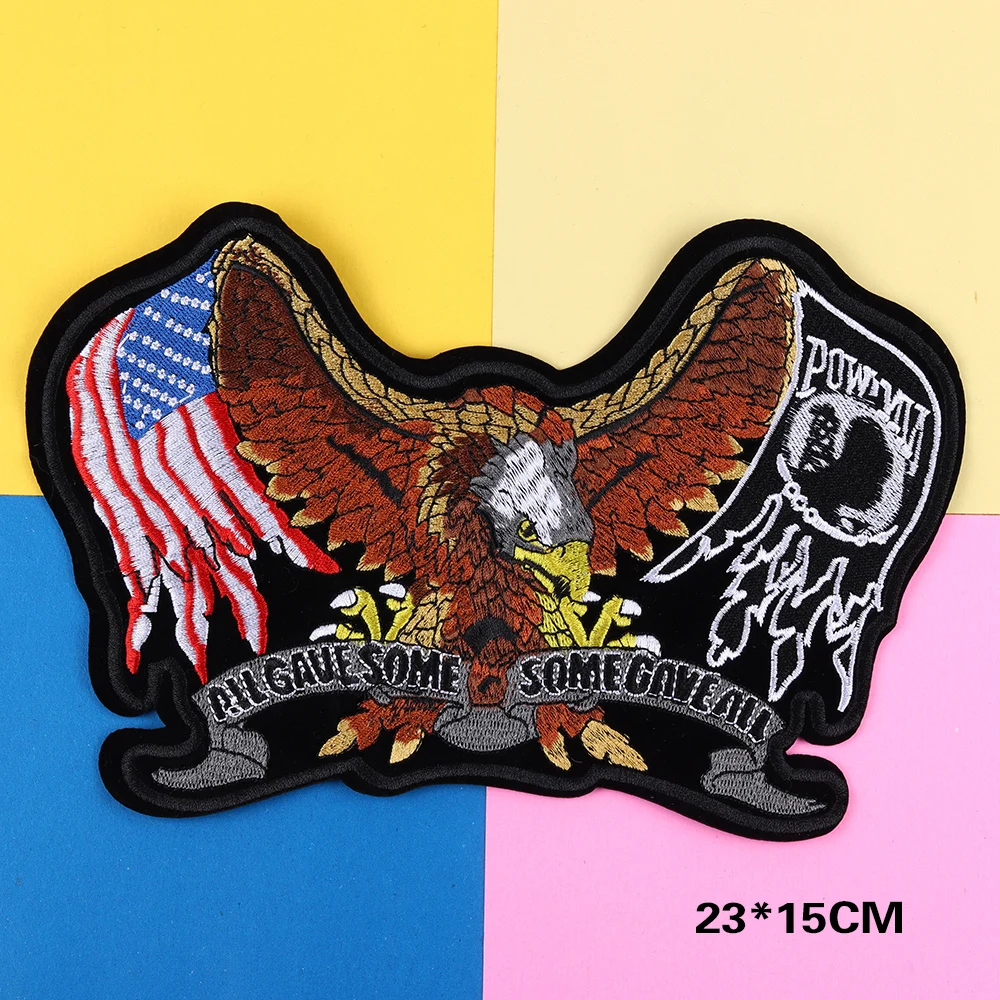 Biker Eagle Animal Embroidered Biker Patches For Jeans Men Jacket Clothing Punk Style Eagle Patch Stickers On Motorcycle Parches