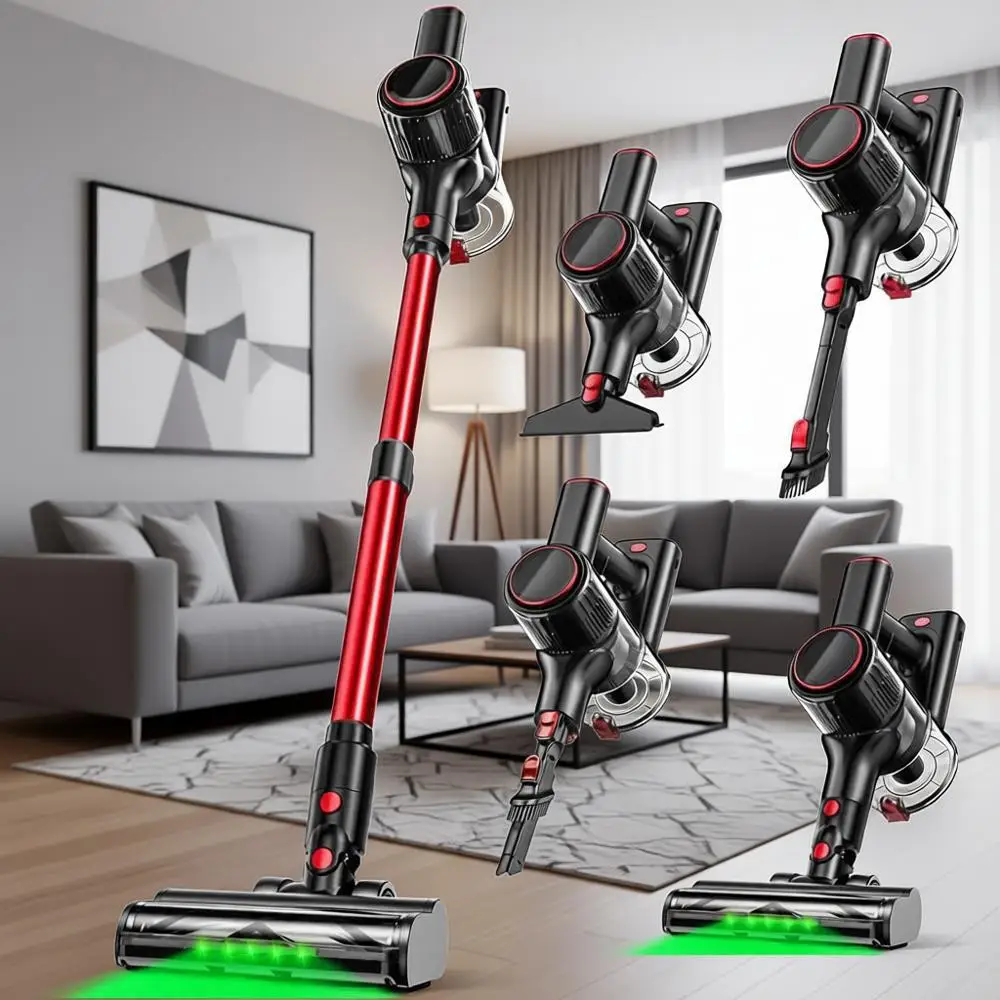 

Пылесос 8-в-1 с силой всасывания 45 кПа, 50 минут работы, с LED-дисплеем, функцией антиприлипания, перезаряжаемый, легкий, для шерсти животных/ковров/полов (Re