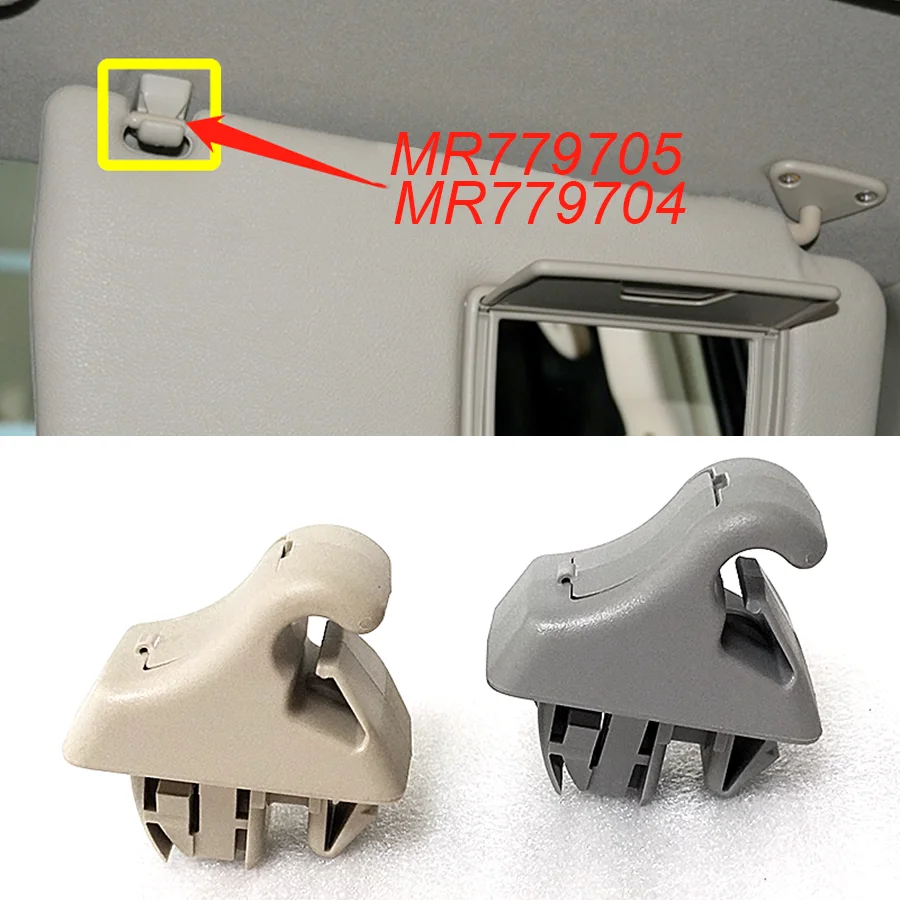 Wooeight 1Pc Gray/Beige Car Sun Visor Hook Clip Bracket MR779704 MR779705 Fit For Mitsubishi Pajero Montero MK3 V73 V77 V93 V97