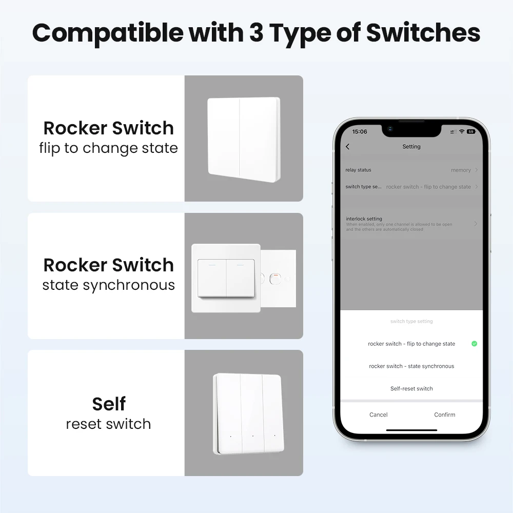 AVATTO Tuya WiFi Smart Module No Neutral Wire Required 1 2 Gang Switch Module Smart Life APP Remote Works with Alexa Google Home