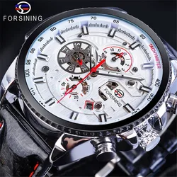 Fashion Forsining Top Brand Three Dial Calendar Week Multifunctional Leather Men Mechanical Automatic Luxury Male Wrist Watches