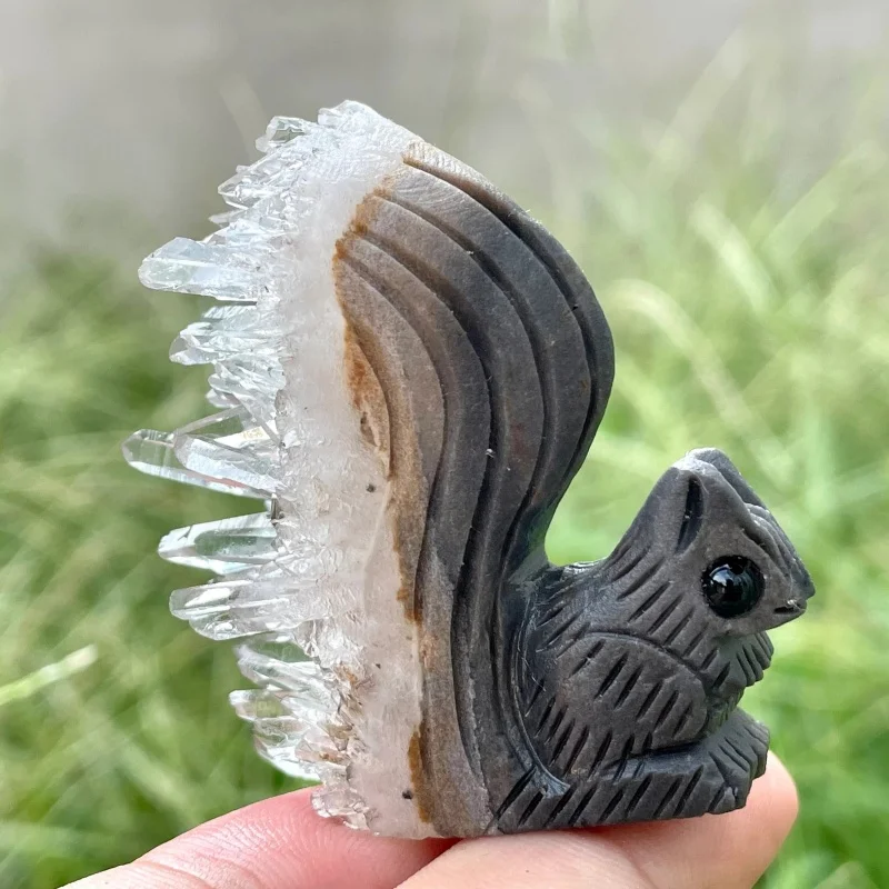 

1 шт. прозрачный кварцевый кластер белки, высококачественные натуральные украшения в животном стиле, каменный кластер для дома/офиса/праздника