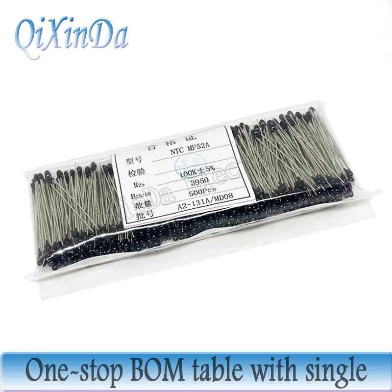 

500PCS/LOT MF52AT MF52 B 3950 NTC Thermistor Thermal Resistor 5% 1K 2K 3K 4.7K 5K 10K 20K 47K 50K 100K temperature sensor