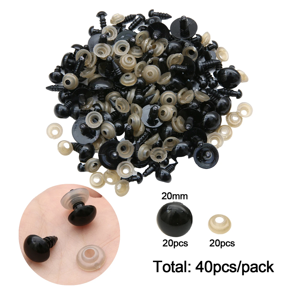 12-460 stuks 5-30mm Zwarte Plastic Veiligheidsogen Multi-Size Geschikt voor DIY Haakwerk Dierenogen Ambachtelijke Decoratie Accessoires