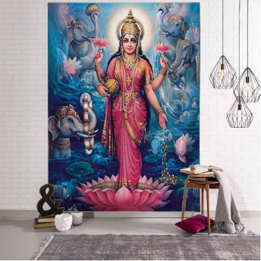 

Indian Buddha Art Tapestry Still Life Oil Painting Printing Wall Hanging Datura Home Wall Decoration Background Fabric Blanket