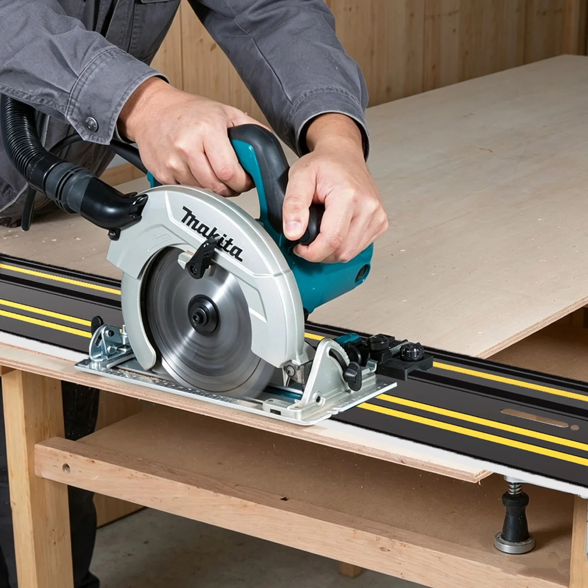 600mm Führungsschiene für Stichsäge, Aluminium-Schneidschiene, kompatibel mit Makita Festool, Stichsäge, Holzbearbeitung, Geradschnittführung – Detail 3