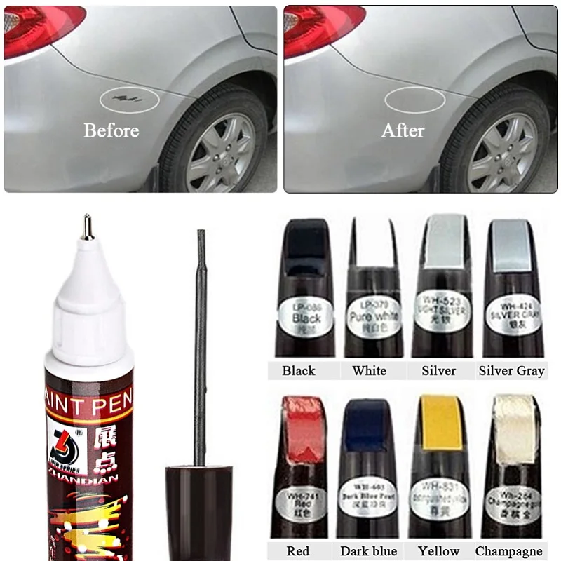 Cor do carro Pintura Reparação Caneta Raspadinha Removedor Branco Cinzento Preto Cor Prata Pro Remendo Scratch Reparação Pintura Caneta Limpar Paint