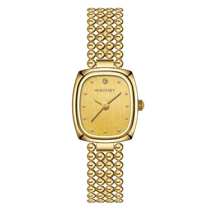 Mulheres Quartzo Bead Link Strap Relógios de pulso, Pulseira Relógios, Presentes Relógio, Alta Qualidade, Luxo, Senhoras