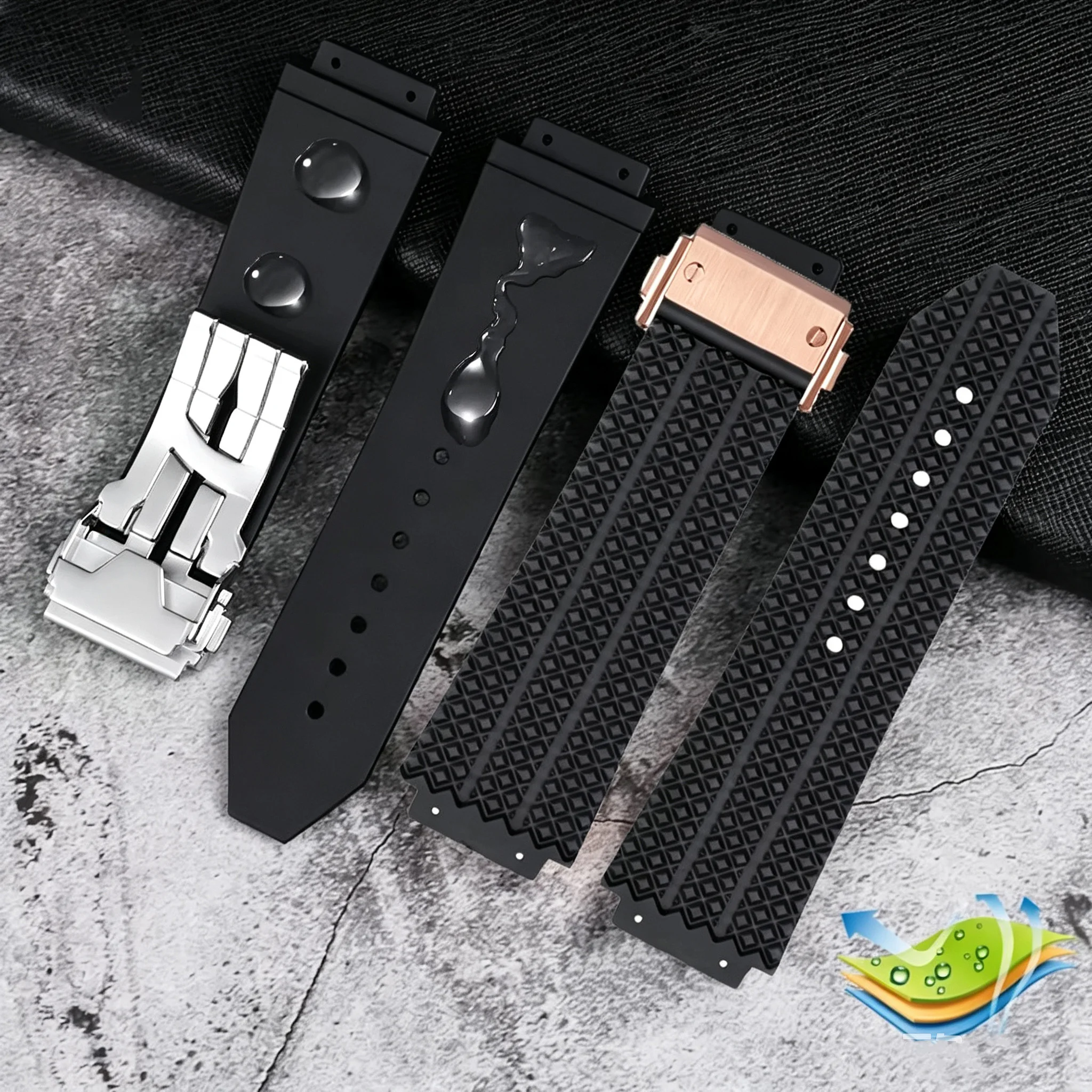 26*19mm Watch Bands for HUBLOT BIG BANG Silicone Waterproof Men's Watch Strap Chain Watch Accessories Rubber Bracelet Wristband