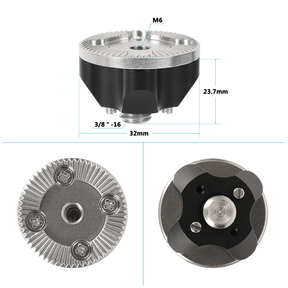 حامل M6 ARRI Rosette القياسي مع برغي تثبيت 1/4 "-20 أو 3/8"-16 ودبابيس تحديد موقع ملحقات الكاميرا لمجموعة القفص