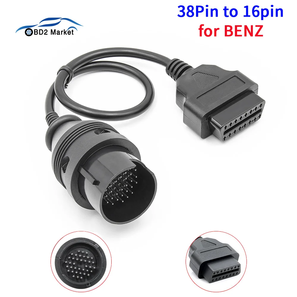 

for Mercedes 38 Pin to 16 Pin Female Connector OBD OBD2 14 pin to 16pin OBDII Diagnosis Cable 14pin Extension Adapter for Benz