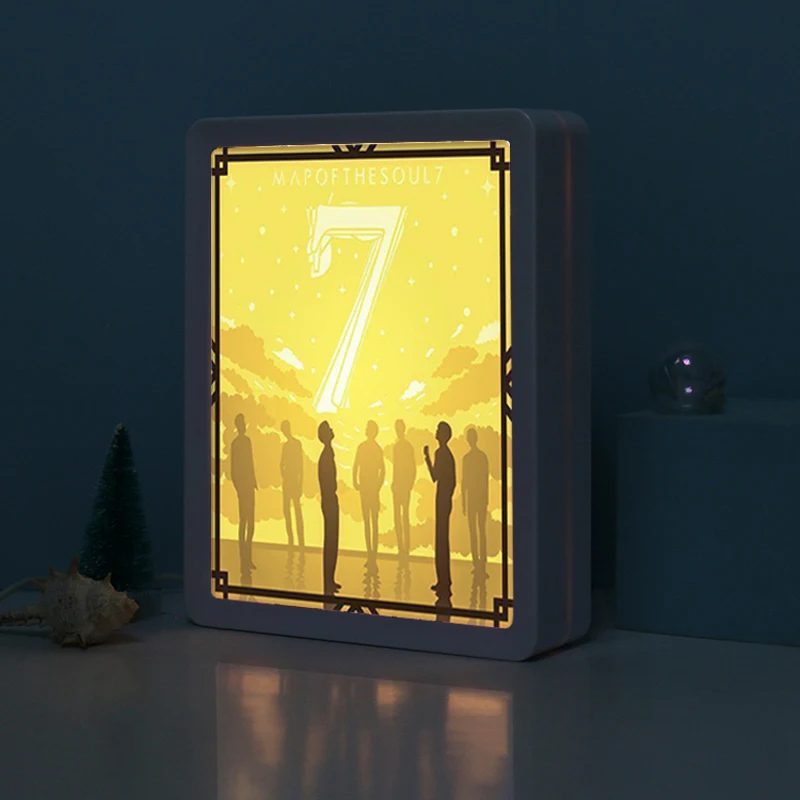 Kpop Idol LED Night Light Box Korean Boy Band Men Team Nightlight Home Decoration Bedside Table Lamp Gift Item For Friends