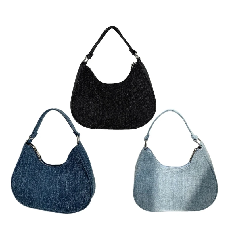 Bolso tela vaquera para mujer, bolso mano a bolso hombro Simple, bolso para axila estilo coreano