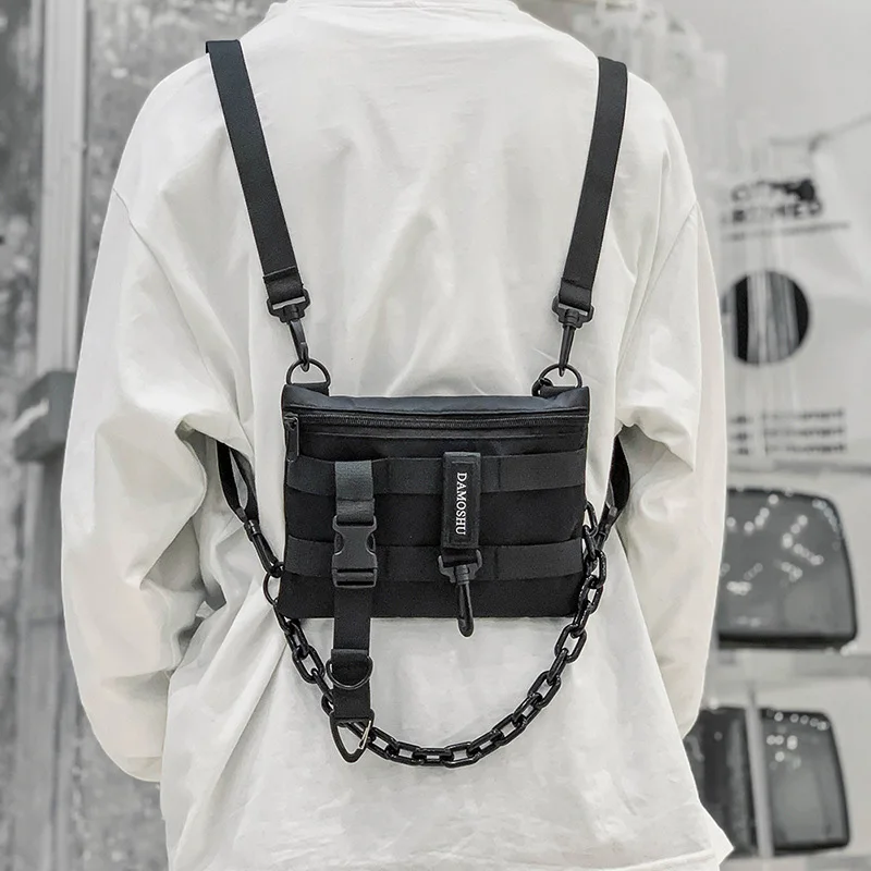 Funktionale Taktische Brusttasche für Unisex, Modische Hip-Hop-Weste, Streetwear-Tasche, Hüfttasche für Damen, Schwarze Wild-Brusttasche – Detail 6