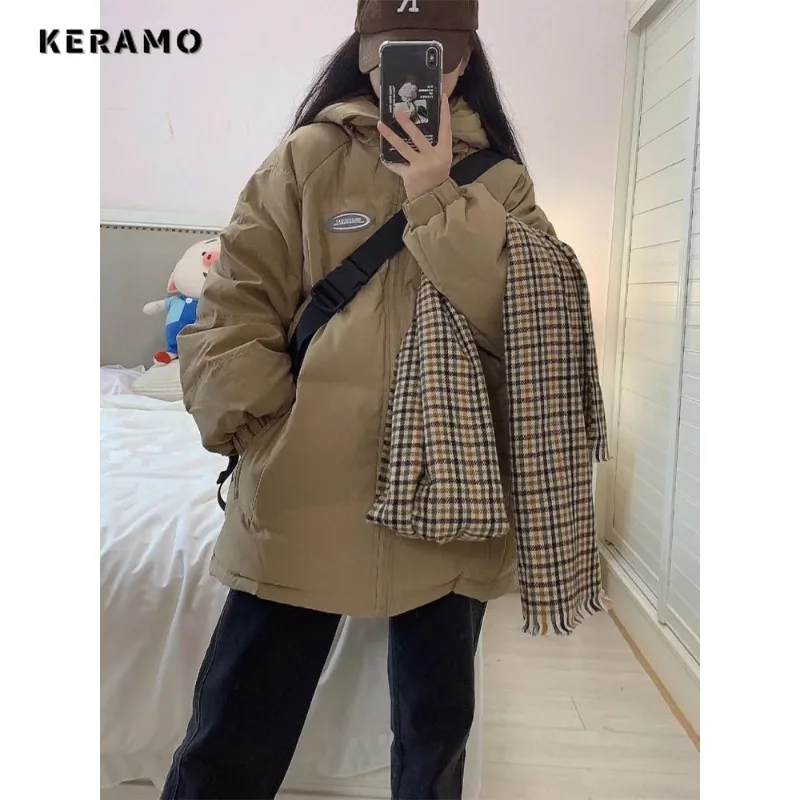 Women\'s Vintage Harajuku Long Sleeve Outerwear Hood Maxi X-Long Parkas Casual Solid Color Jacket 2023 Winter Retro Warm Coat