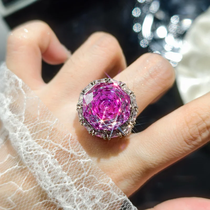 

Большой карат розы огранки красный циркон ожерелье серьги кольцо комплект из трех предметов для женщин элитный элегантный подарок для свидания