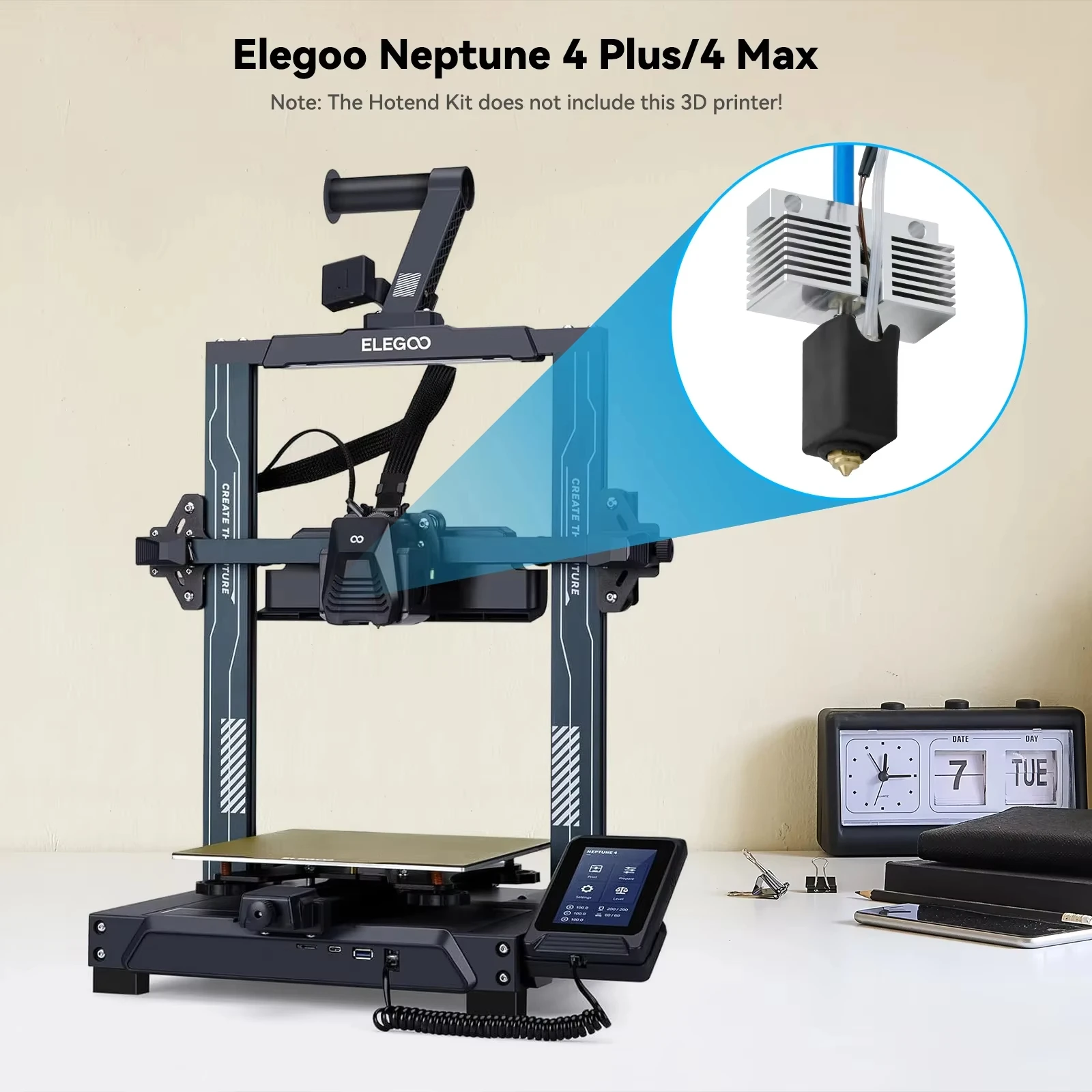 Kompletny zestaw hotendu Elegoo Neptune 4 Plus/4 Max, grzałka 24V 50W, mosiężna dysza, do Elegoo Neptune 4 Max — zdjęcie produktu 5