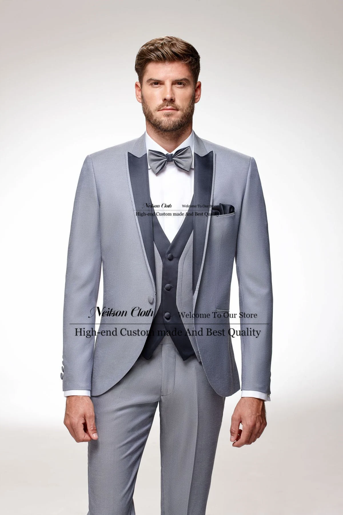 موضة زر واحد الذكور حفلة موسيقية الحلل 3 قطعة مجموعات سليم صالح العريس الزفاف البدلات الرسمية الأعمال مخصصة بلغت ذروتها التلبيب زي أوم #1