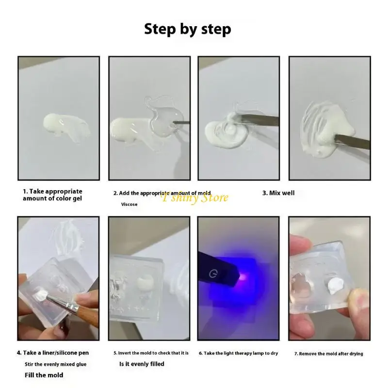 N58F Silicone Molds Sculpting Molds Delicate Decors Moulds Silicone Tools Carving Molds for Nail