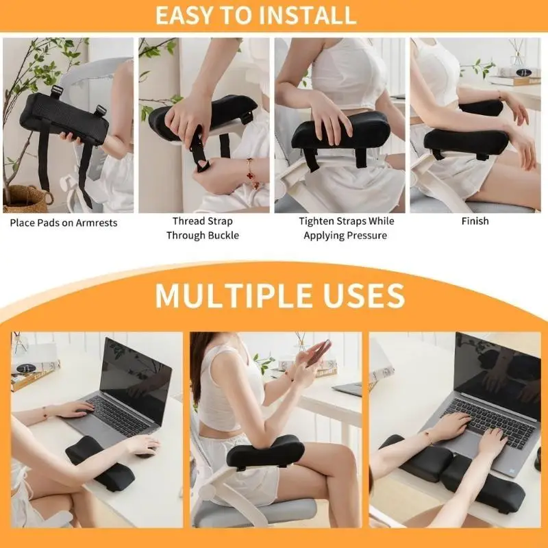 Office Chair Arm Cushions Thickened Padding Ergonomic for Most Armrests