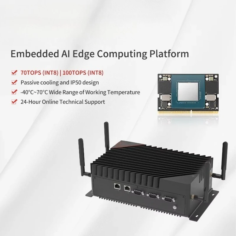 16G NV EA-B500 كمبيوتر صناعي بدون مروحة 100 TOPS خادم الأسهم لمعالجة الصور الذكاء الاصطناعي الكمبيوتر المدمج