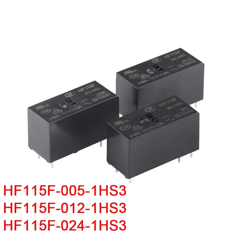 5Pcs/2Pcs Relay JQX HF115F-005-1HS3AF HF115F-012-1HS3AF HF115F-024-1HS3AF 1HS3A 6Pin 16A 5V 12V 24V Power Relay