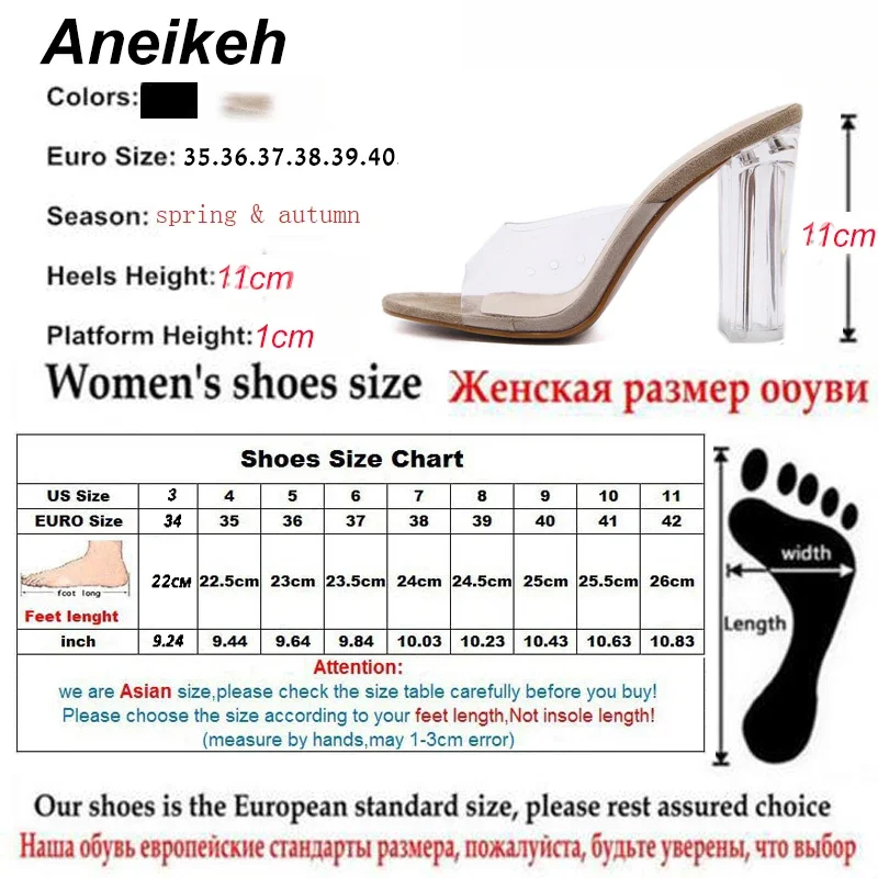 Aneikeh Fashion Women Sandals PVC Jelly Shoes Crystal Heel Transparent Women Sexy Clear High Heels Summer Sandals Pumps 11cm