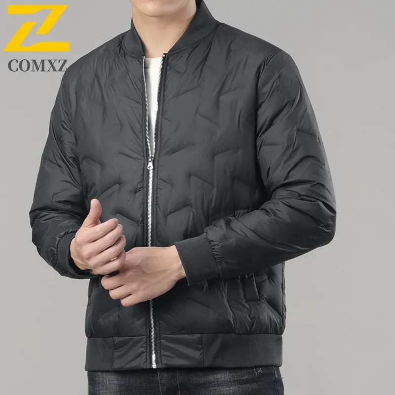COMXZ Bread Jacket Minimalist Lightweight Warm Cold Proof Commuting Down Jacket Street Solid Color Winter Jacket Men's Clothing