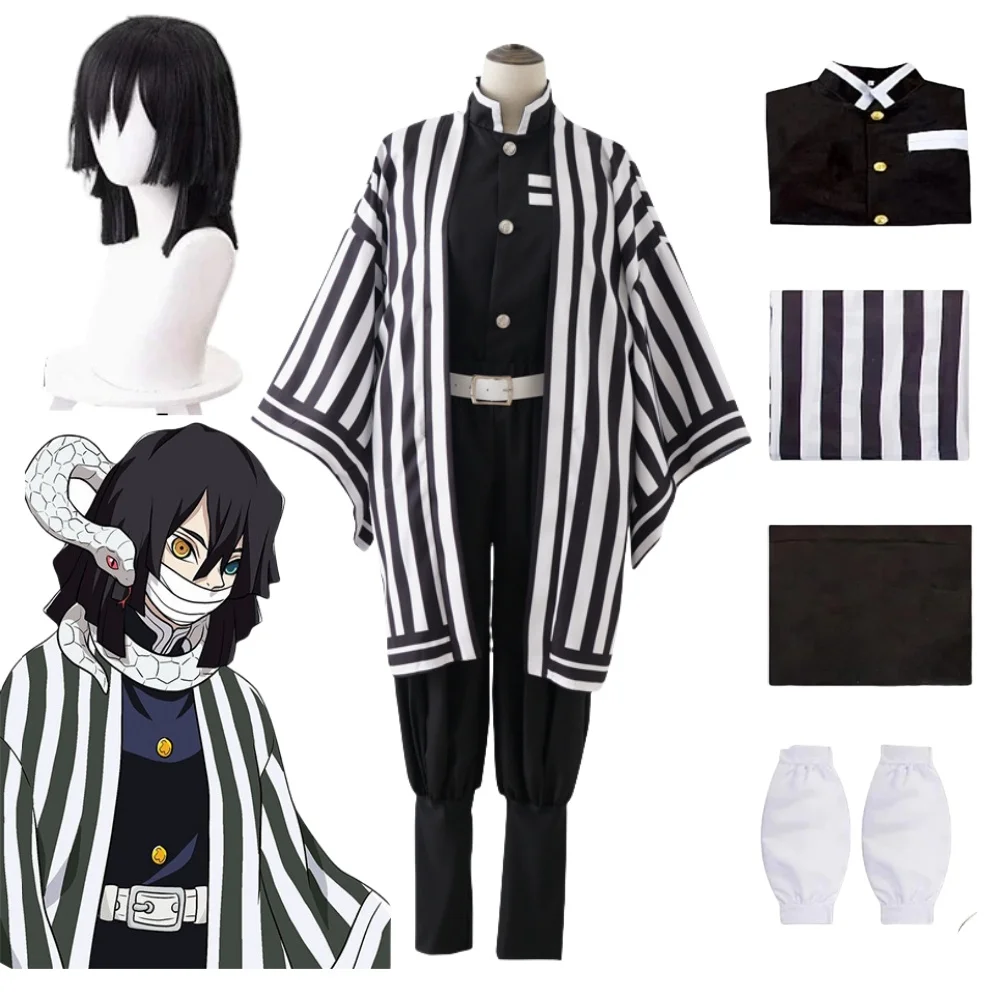 Anime Demon Slayer Iguro Obanai Cosplay Vrouwen Mannen Kimono Uniform Halloween Party for Men Role Play