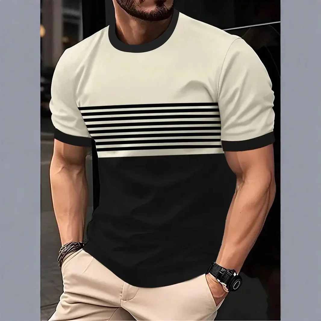 

Summer Men's Mesh Simple Daily Casual Loose T-shirt Style 3D Patterned Personalized Streetwear Round-neck Short-sleeved shrts
