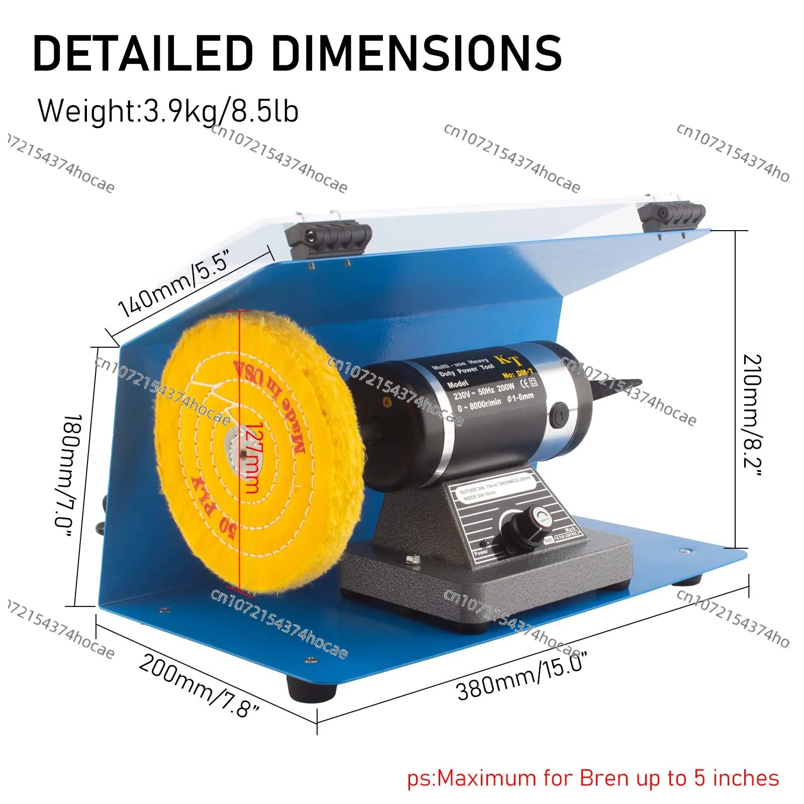 Jewelry Bench Polisher Adjustable Variable Speed Polishing Buffing Machine 8000r/min Buffer Grinder Dust Collector Jewelry Metal