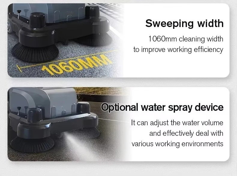 T2 Road Hand Push Cleaning Sweeper and Ground Floor Sweeper for Sidewalk Parking Lot Warehouse Factory