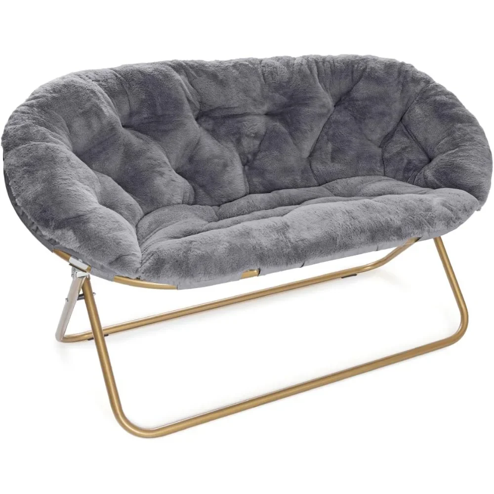 

Double Comfort Chair, Faux Fur Dish Chair Bedroom, X-Large Double Sofa, Grey