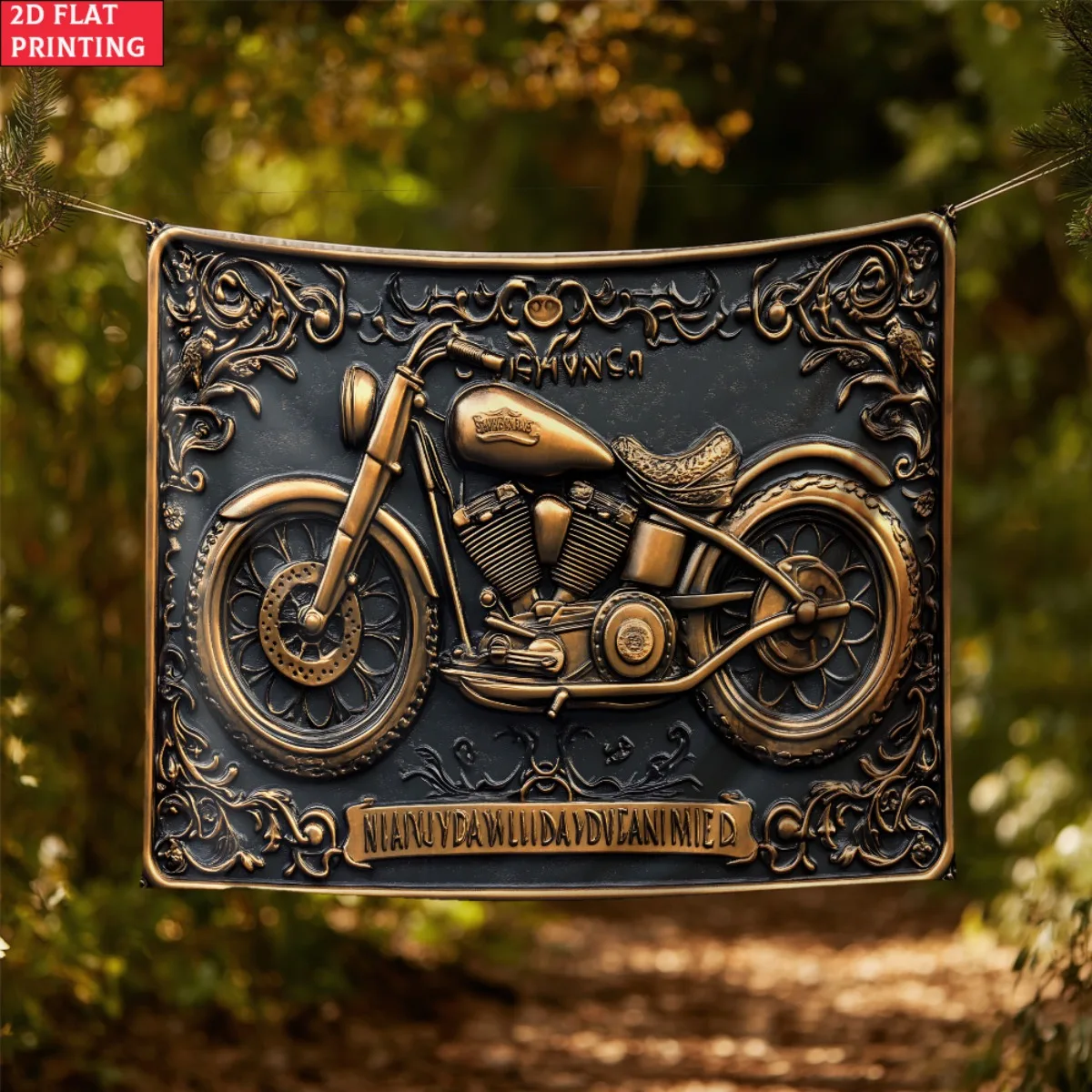unframed Classic Motorcycle Art Tapestry Vintage Bike Wall Hanging Biker Decor Metal Style Decorative Tapestry Garage Man Cave D - view 3