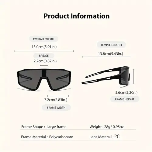 Men's Oversized Cycling Sunglasses Eyewear Bicycle Goggles Windproof Glasses Lens Road Riding Bike - Image 4