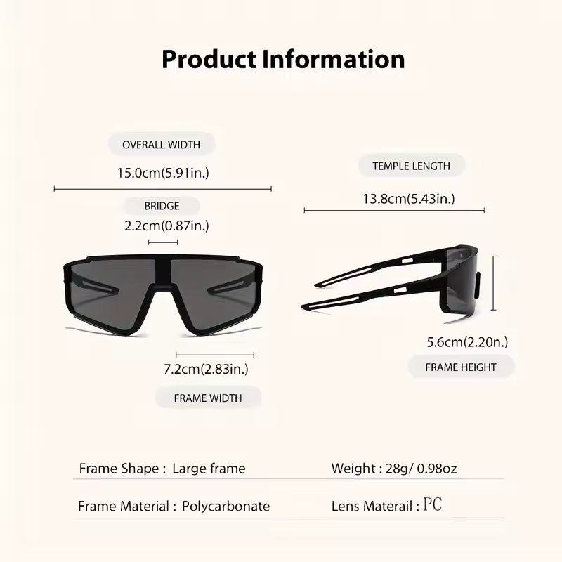 Men's Oversized Cycling Sunglasses Eyewear Bicycle Goggles Windproof Glasses Lens Road Riding Bike - Image 4