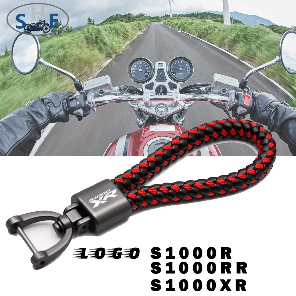 Hand Woven Keychain For BMW S1000R S1000RR S1000XR 2009-2024 2025 Motorcycle Accessories Custom Logo Leather Metal Keyring Parts