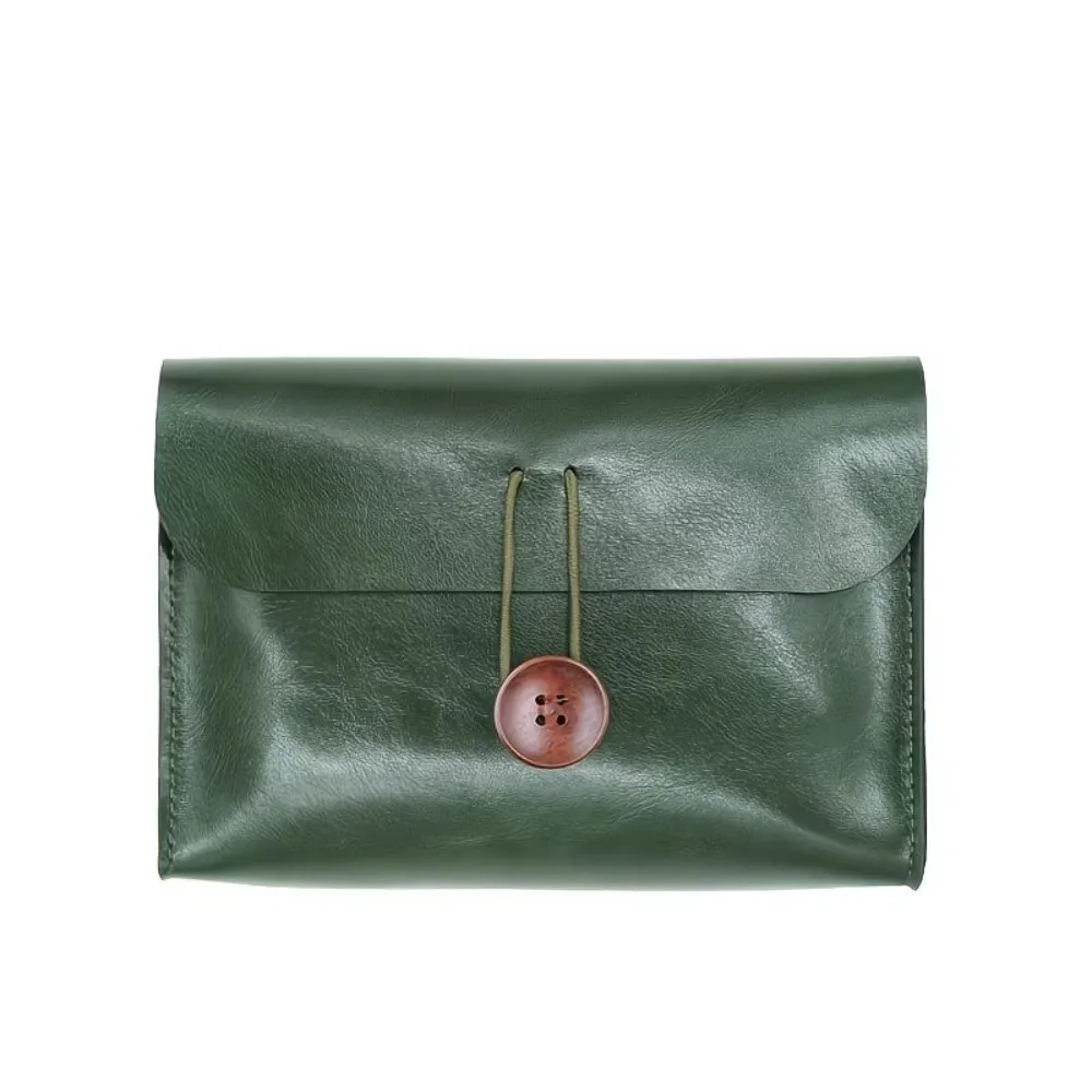 Vintage Soft PU Leather Cosmetic Bag Waterproof Lightweight Makeup Organizer Bag Button Closure Beauty Case for Women