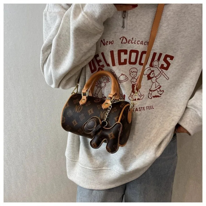 

2025 Pillow Bag - Cute Cartoon Print Shoulder Purse for Girls, Korean Style Handbag with Floral Pattern, Fashion Crossbody Bag