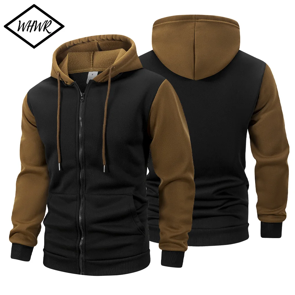 เสื้อฮู้ดผู้ชายสำหรับฤดูใบไม้ร่วง แจ็คเก็ตแขนยาว เสื้อสเวตเชิ้ตโอเวอร์ไซส์ เสื้อฮู้ดแบบมีซิป เสื้อฮู้ดผู้ชายลำลอง เสื้อแจ็คเก็ตสปอร์ต