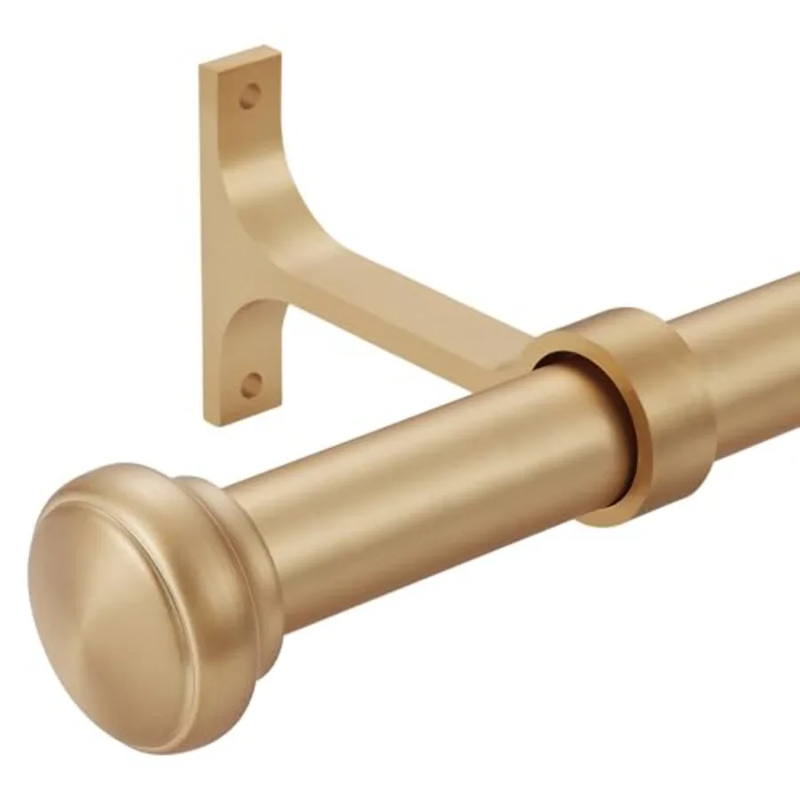 

Heavy Curtain Rod Adjustable 1 Inch Rod for Windows 72 to 144 Inch With Round Cap Ceiling Mount Drapery With Premium Aluminum B
