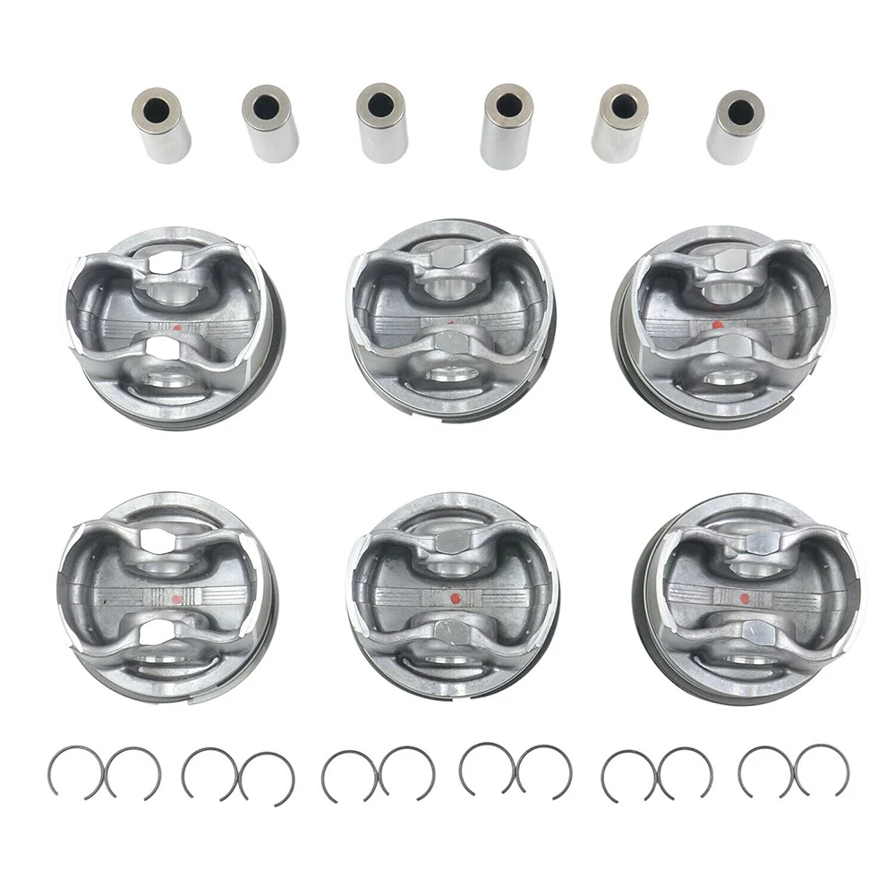 6pcs New Pistons & Rings Set STD Φ88mm A2720304017 A2720301018 for Mercedes-Benz E-CLASS W212 W211 M272 2.5L 3.0L V6 DOHC Engine