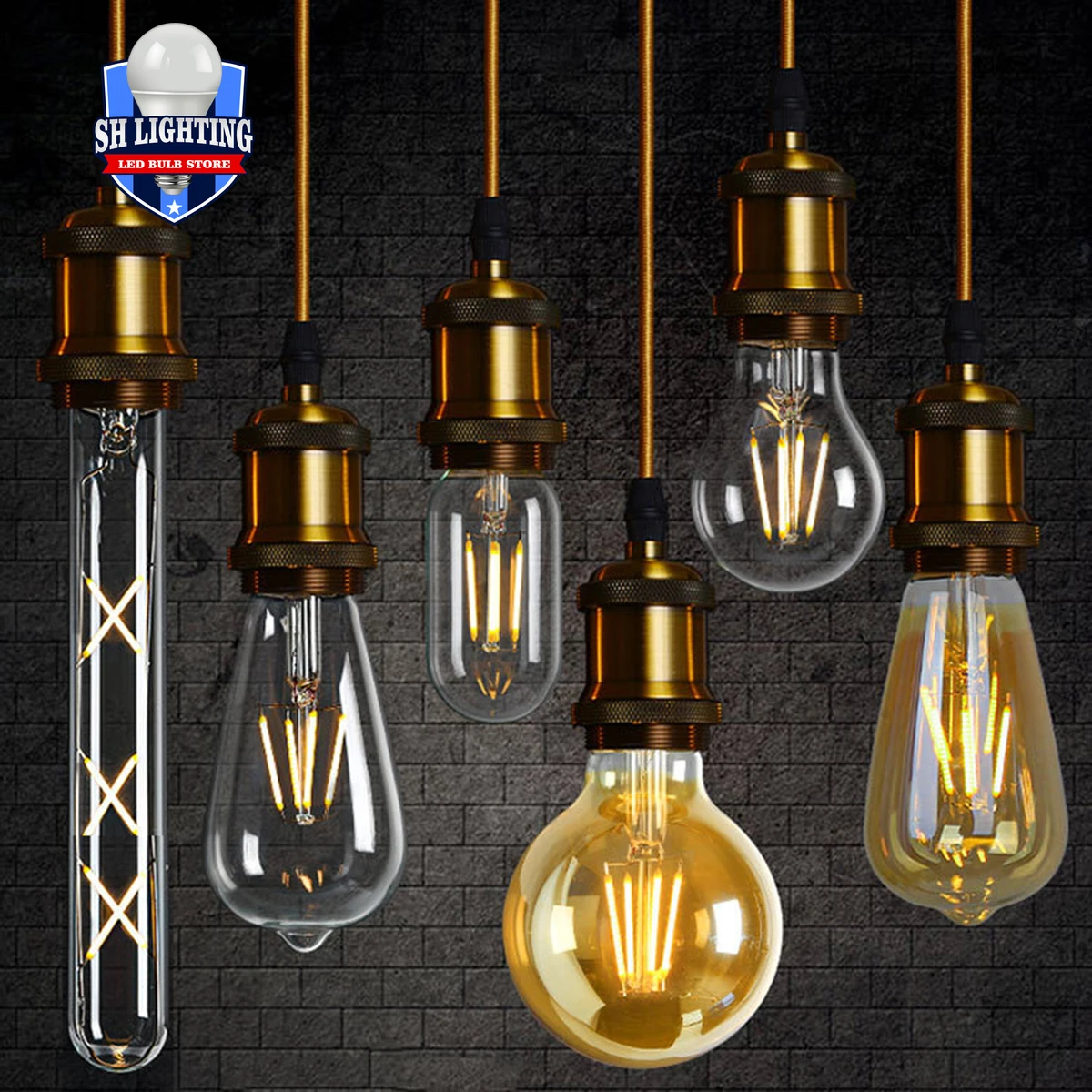 

2pcs E27 E14 Retro Edison LED Filament Bulb AC220V Bulb C35 G45 A60 ST64 G80 G95 G125 Glass Bulb Retro Candle Light